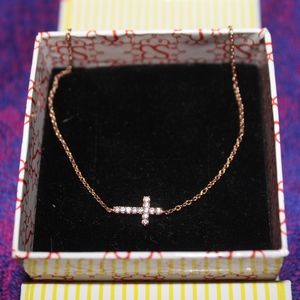 rose gold diamond cross necklace